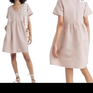 Madewell mini dress blush linen blend